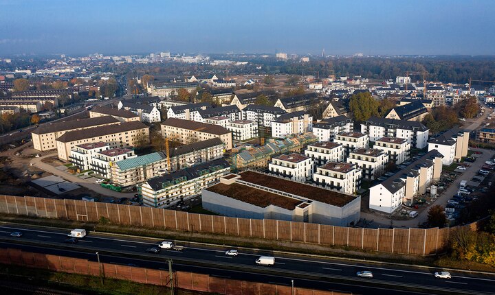 Wo früher eine US-amerikanische Kaserne stand, entsteht der Pioneer Park, ein neuer, 60 Hektar großer Stadtteil.
